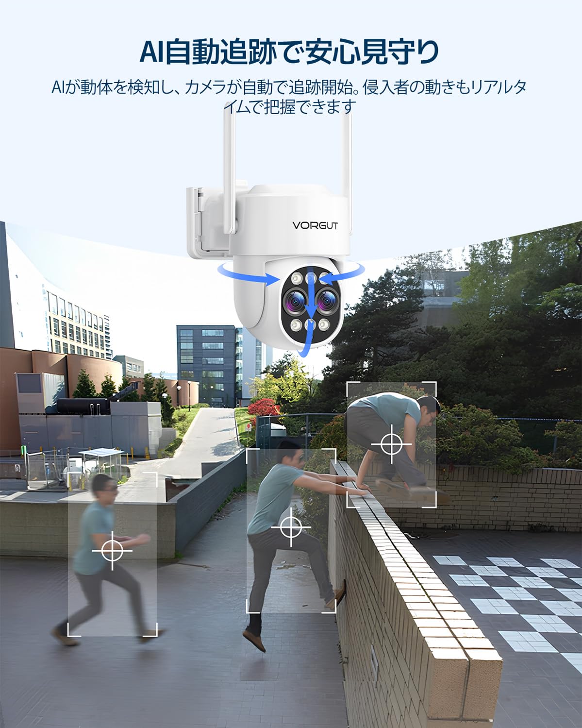 Amazon.co.jp: VORGUT 防犯カメラ 屋外 ソーラー モニター付き 4台 PTZ